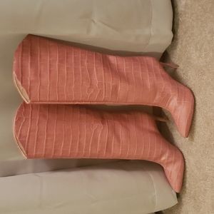 Women's Schutz Maryana Boots in Pink Crocodile
